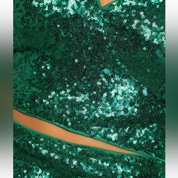 LuLus Glitzy Celebration Emerald Green Sequin Two-Piece Mini Dress | NYE - Picture 6 of 12